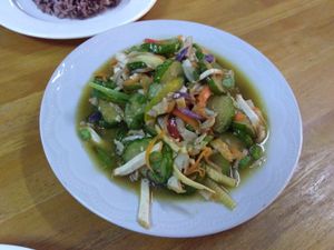 Fried aubergine 70 baht at Soul Organics in Koh Phangan