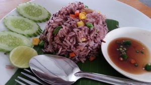 fried rice with natural grain at Soul Organics in Koh Phangan