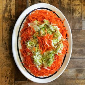 Organic cabbage and carrot pressed salad!  at Kushi Institute in Becket
