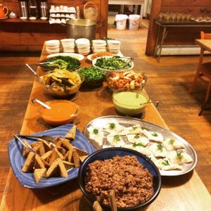 Friday night dinner. Includes fish, but everything else in vegan and delicious. Also includes dessert.  at Kushi Institute in Becket