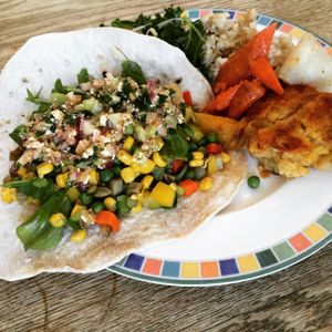 Lunch includes homemade tortillas!  at Kushi Institute in Becket