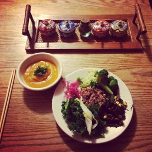 Dinner. at Kushi Institute in Becket