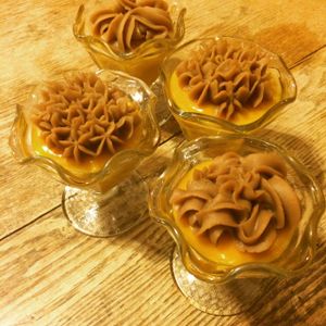 Squash custard with pecan cream. So delicious. Tastes like pumpkin pie. Vegan too! at Kushi Institute in Becket