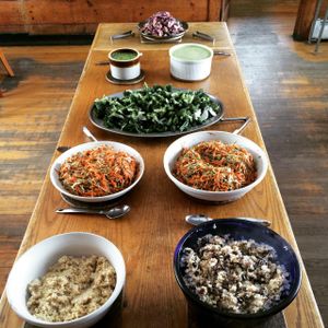 Beautiful buffet today! at Kushi Institute in Becket