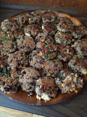 Homemade veggie patties! at Kushi Institute in Becket