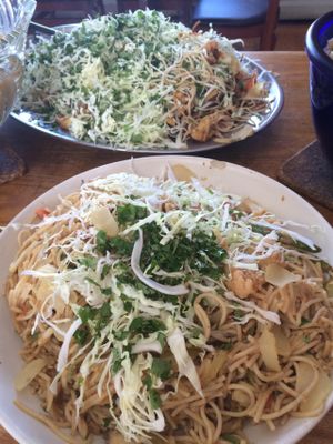 Stir-fried noddles with veggies! at Kushi Institute in Becket