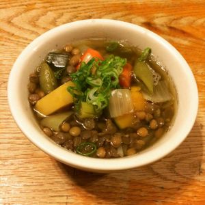 Lentil Soup! Soup served daily at breakfast (miso) and dinner! at Kushi Institute in Becket