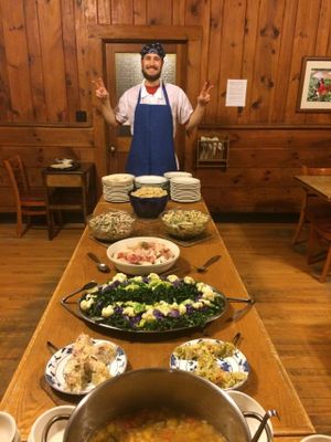 Buffet with a temp kitchen volunteer! at Kushi Institute in Becket