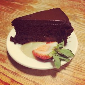 Vegan chocolate cake! at Kushi Institute in Becket