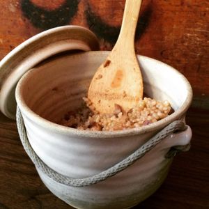 Brown rice and chestnuts from cooking class! at Kushi Institute in Becket