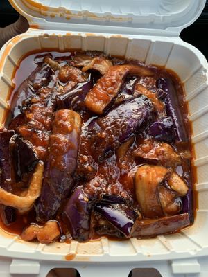 Sweet and spicy eggplant  at Teapot Vegetarian House in Redmond