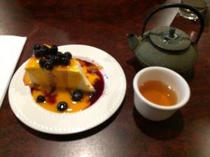 Tofu cheese cake. at Teapot Vegetarian House in Redmond