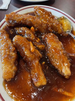 Mandarin crispy fritters  at Teapot Vegetarian House in Redmond