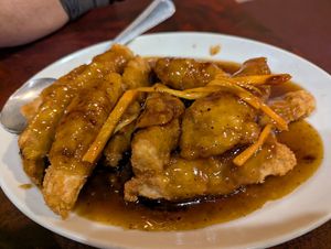 Orange nuggets at Teapot Vegetarian House in Redmond