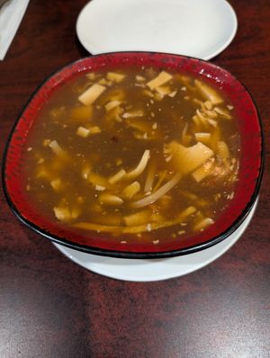 Hot and sour soup at Teapot Vegetarian House in Redmond
