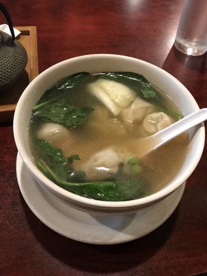 Wonton soup at Teapot Vegetarian House in Redmond