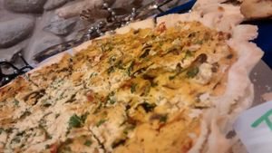 Broccoli & sun dried tomato quiche (vegan)   at Roots Cafe - Pop-up in Lampeter