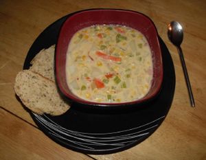 Vegan corn chowder at Belly Full Of Veggies in Dartmouth