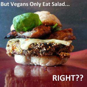 Burger with onion rings at Belly Full Of Veggies in Dartmouth