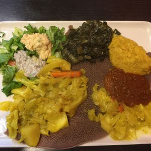vegetarian combo  at Tadu Ethiopian Kitchen in San Francisco