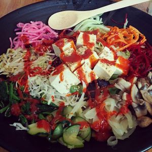 Tofu Bibimbap, no egg and no kimchi.  at En Hakkore in Chicago