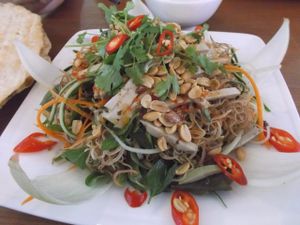 Noodles with spicy veggies at Tam Thien in Qui Nhon