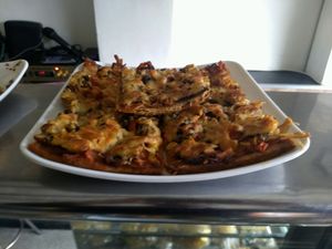 Vegetarian pizza at Veggie Paprika Rice in Bogota