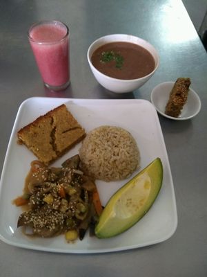 complete dish of the day at Veggie Paprika Rice in Bogota