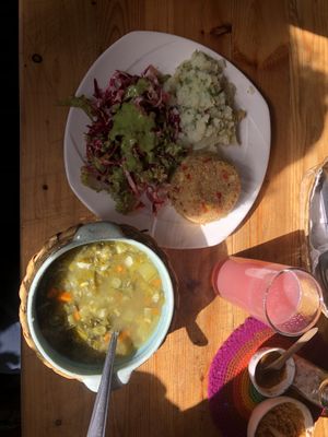 Vegetable soup and quinoa vegetable pilaf are particularly good.   at Nativa in Bogota