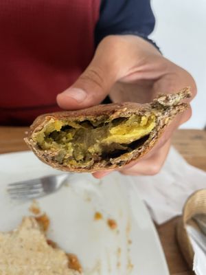 Potato and eggplant empanada   at Nativa in Bogota