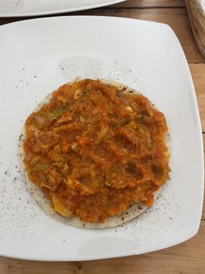 Arepa con hogao  at Nativa in Bogota