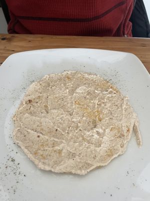 Arepa with cashew cheese   at Nativa in Bogota