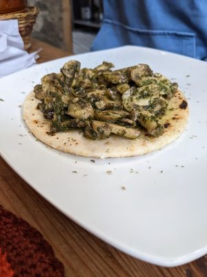 Arepa with mushrooms at Nativa in Bogota