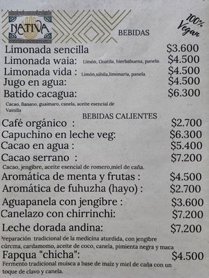 Drinks at Nativa in Bogota