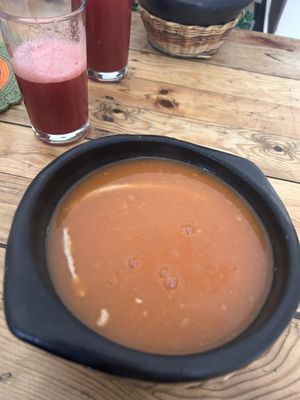 Soup part of the daily menu  at Nativa in Bogota