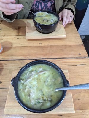 This was just the soup part, the second part of the meal of the day came a few mins later. at Nativa in Bogota