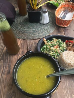 Entrée, main and drink  at Nativa in Bogota