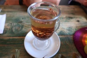 Cocoa nibs tea at Nativa in Bogota