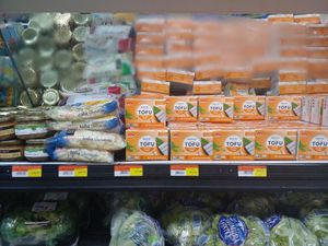 Tofu noodles, tofu at Real Value in Morne Rouge