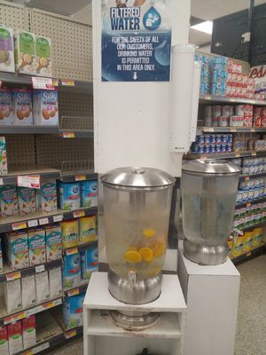 Water refreshment at Real Value in Morne Rouge