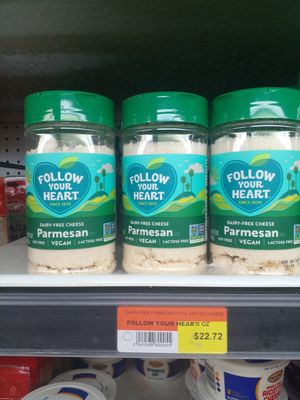 Vegan parmesan cheese at Real Value in Morne Rouge