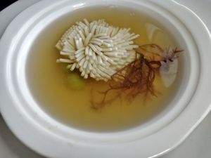 Japanese kunbu broth with hand carved tofu at Joie Restaurant in Central Singapore