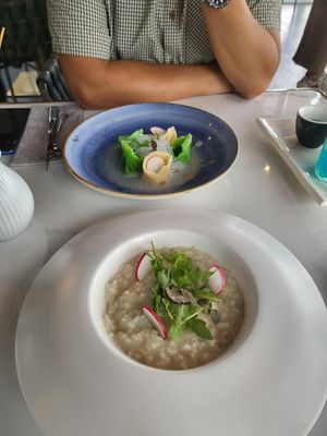 Mains, risotto (vegan) and ravioli (vegetarian) at Joie Restaurant in Central Singapore