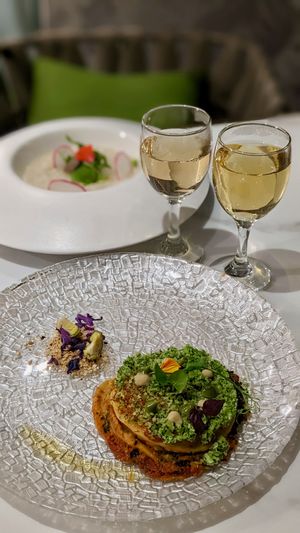 Mains: Truffle Risotto, Silk Lasagna with Broccoli Riso and Cashew Nut Sand at Joie Restaurant in Central Singapore