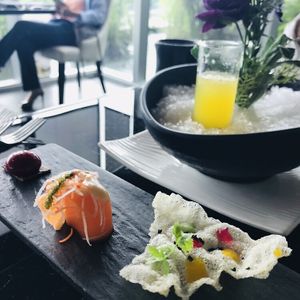 Chef starter selection  at Joie Restaurant in Central Singapore