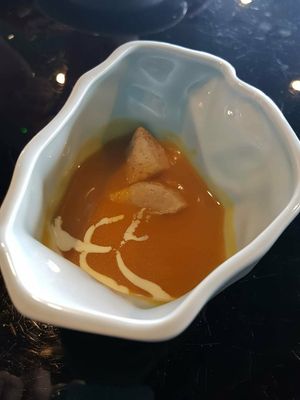 Pumpkin soup at Joie Restaurant in Central Singapore