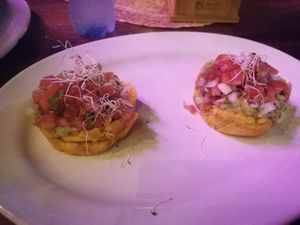 Caribean tostones (vegan) at Lola Valentina in Isla Mujeres