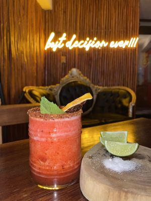 Strawberry margarita   at Lola Valentina in Isla Mujeres