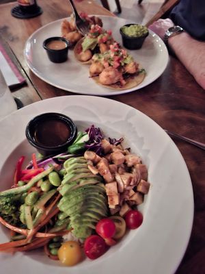 Tacos and the green bowl at Lola Valentina in Isla Mujeres