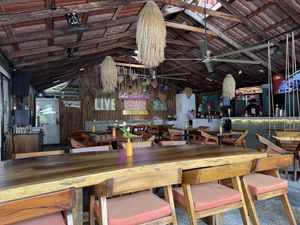 Cousin it looking lamp shades😉 at Lola Valentina in Isla Mujeres